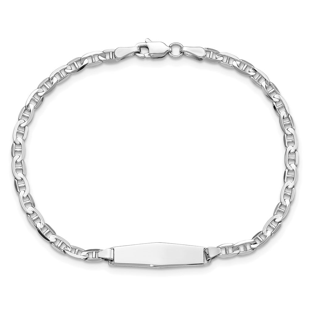 14K WG Soft Diamond Shape Anchor Link ID Bracelet