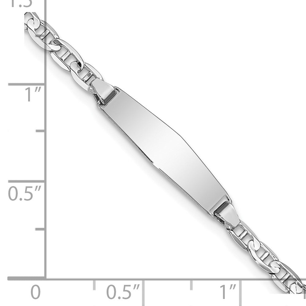 14K WG Soft Diamond Shape Anchor Link ID Bracelet