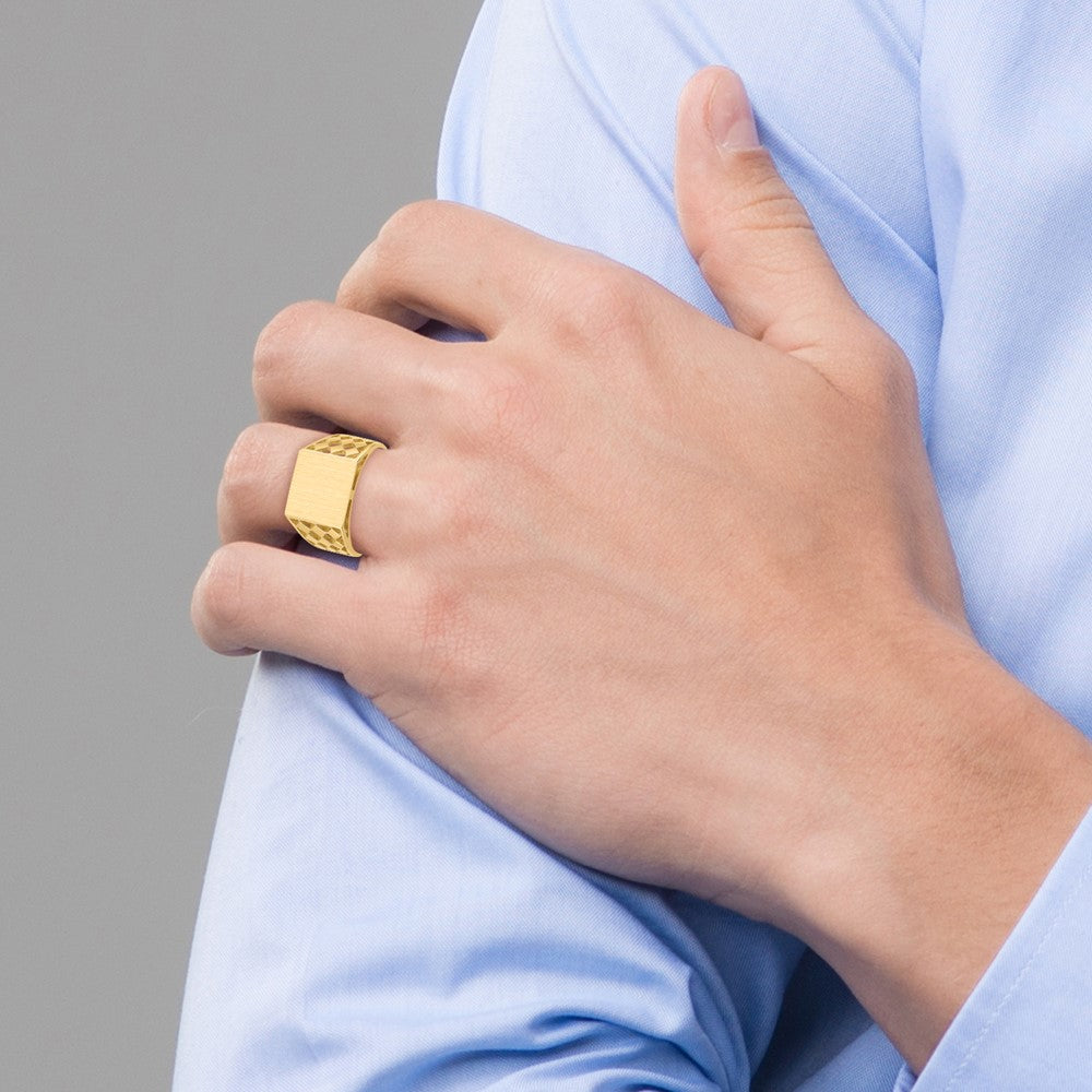 14k 12.5x12.0mm Open Back Mens Signet Ring
