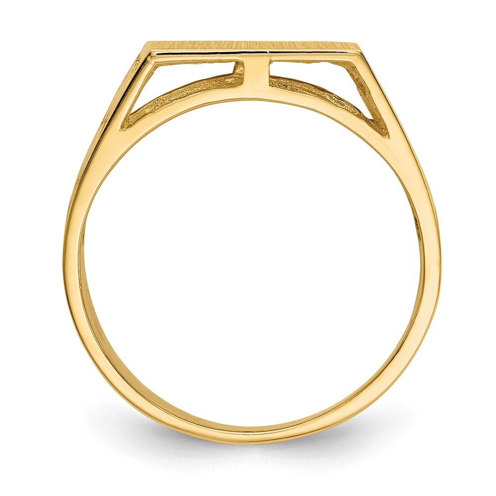 14k 12.5x12.0mm Open Back Mens Signet Ring