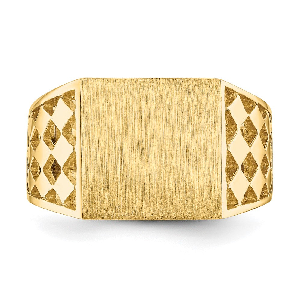 14k 12.5x12.0mm Open Back Mens Signet Ring