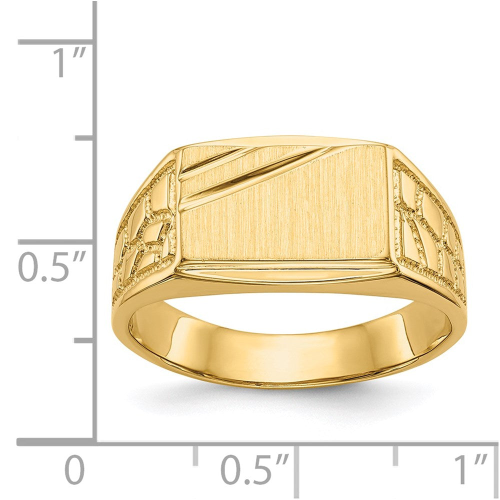 14k 13.0x8.5mm Open Back Mens Signet Ring
