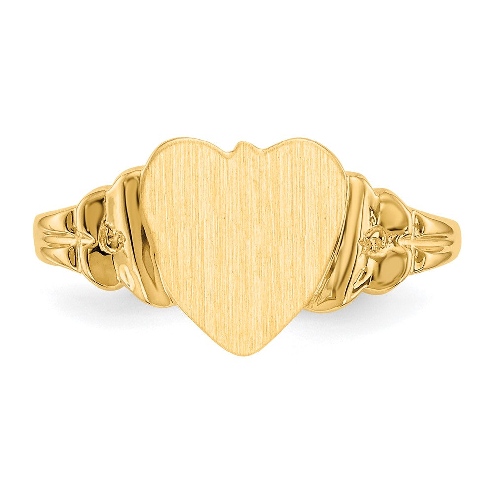 14k 8.0x8.5mm Closed Back Childs Heart Signet Ring