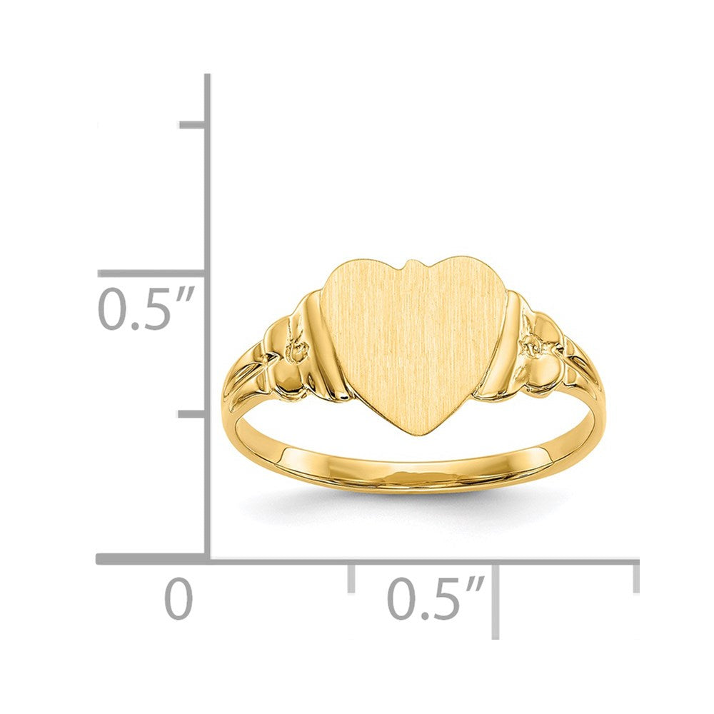14k 8.0x8.5mm Closed Back Childs Heart Signet Ring