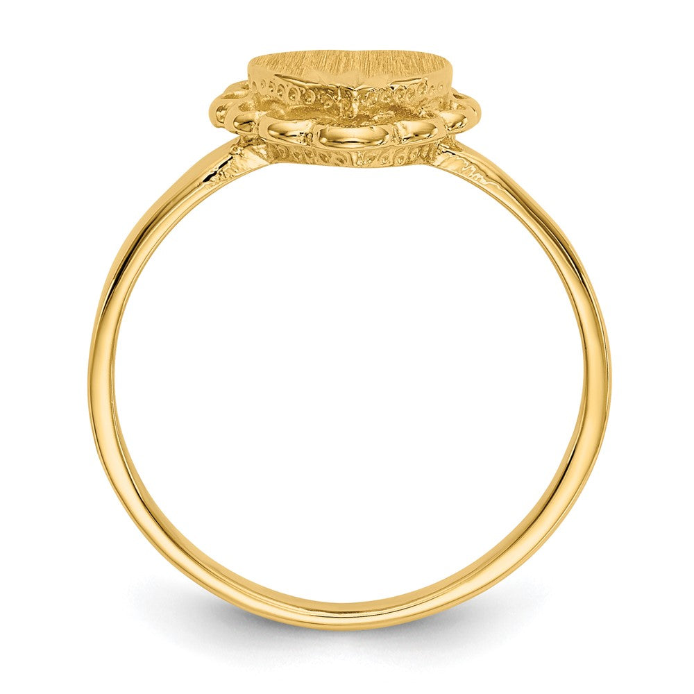 14k 7.0x6.5mm Open Back Heart Signet Ring