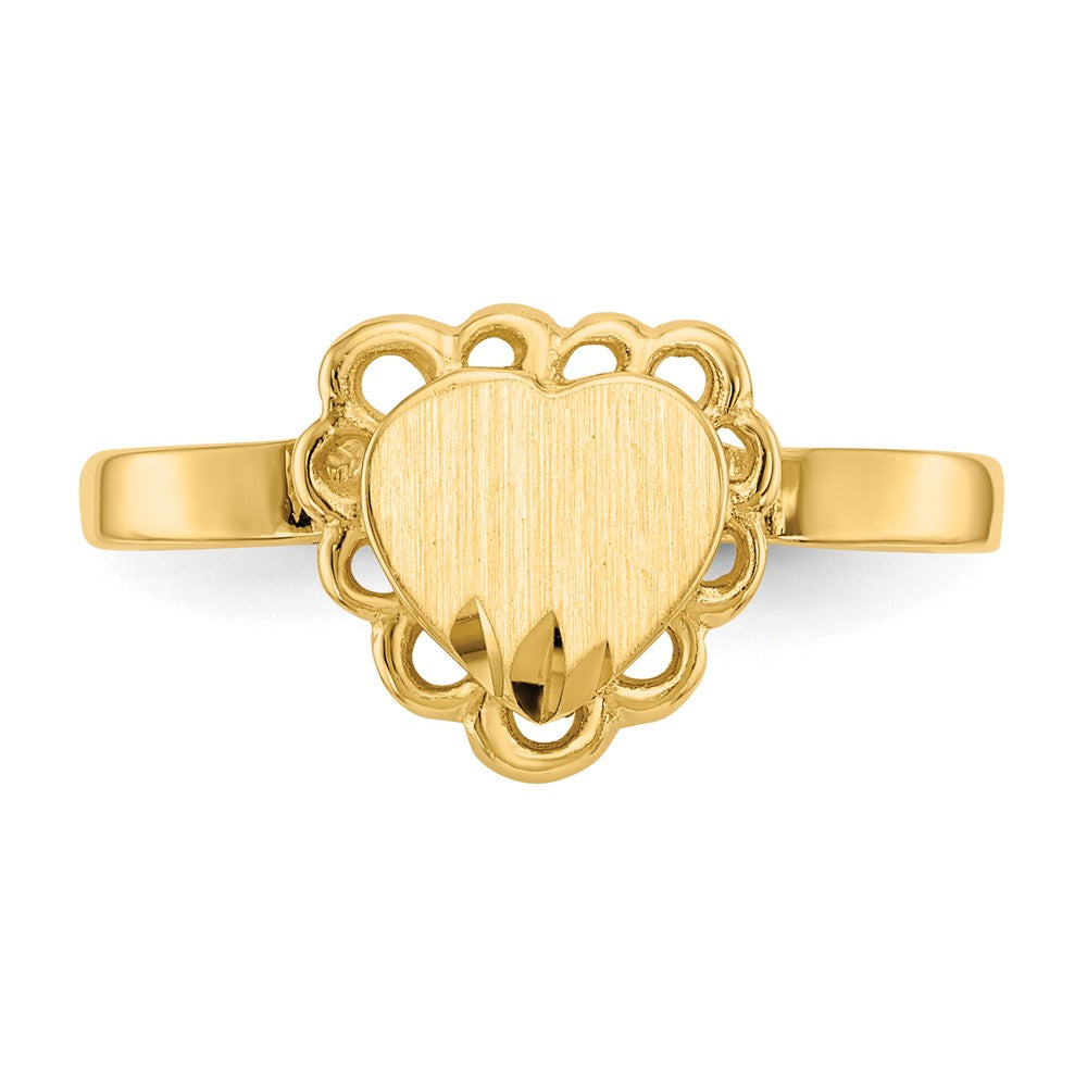 14k 7.0x6.5mm Open Back Heart Signet Ring