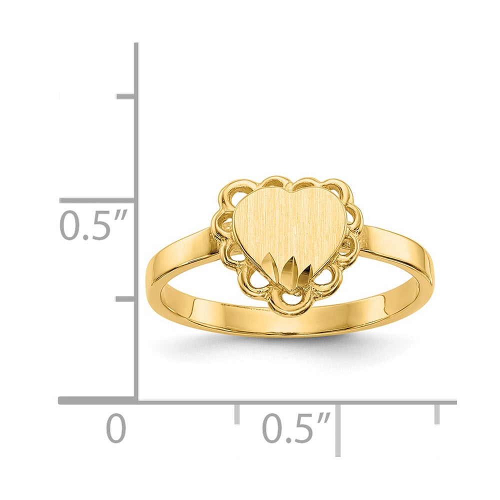 14k 7.0x6.5mm Open Back Heart Signet Ring