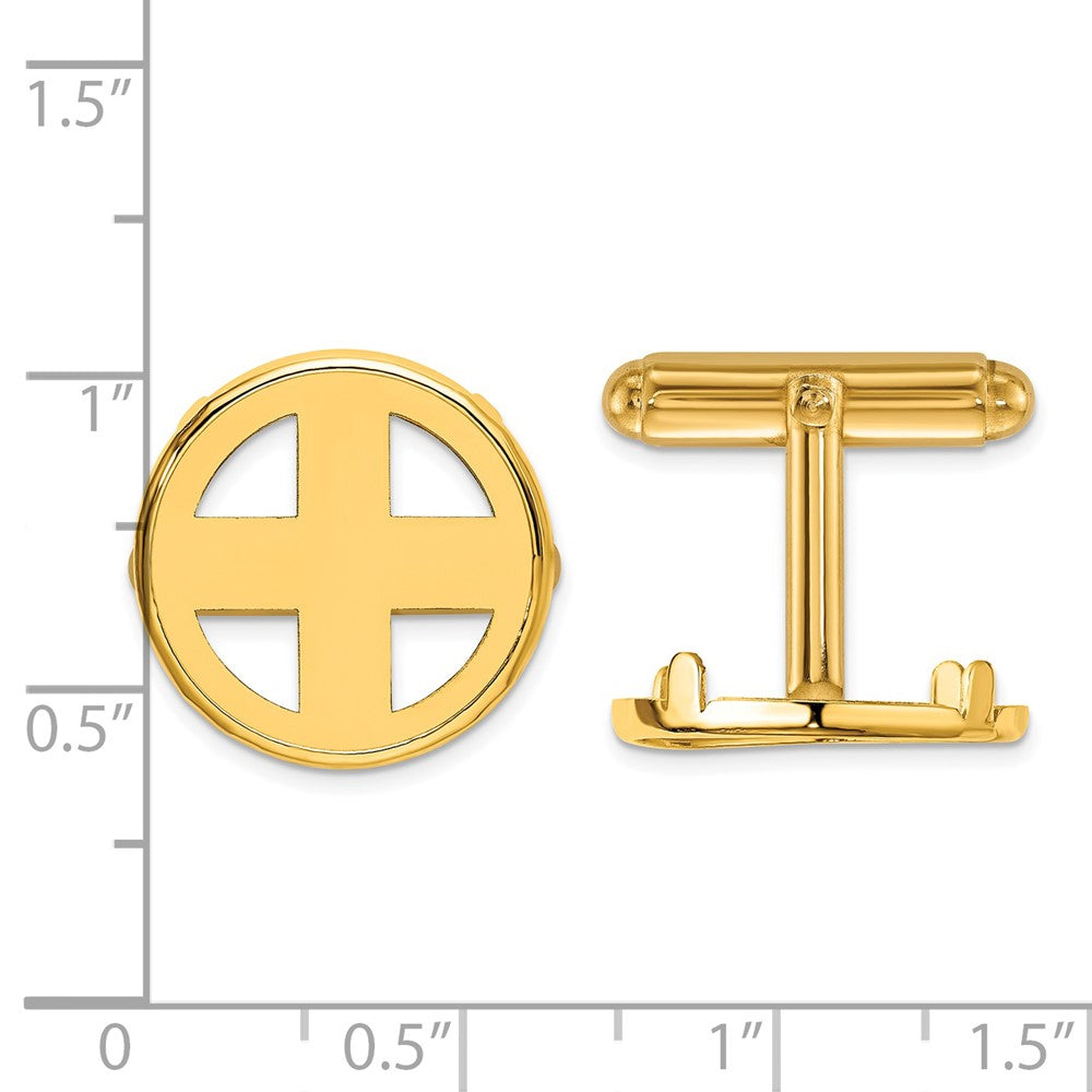 14k Men's Polished Classic 16.5mm Coin Bezel Cuff Links