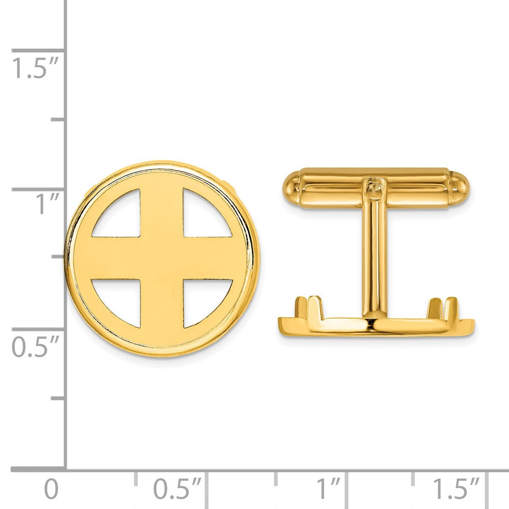 14k Men's Polished Classic 17.8mm Coin Bezel Cuff Links