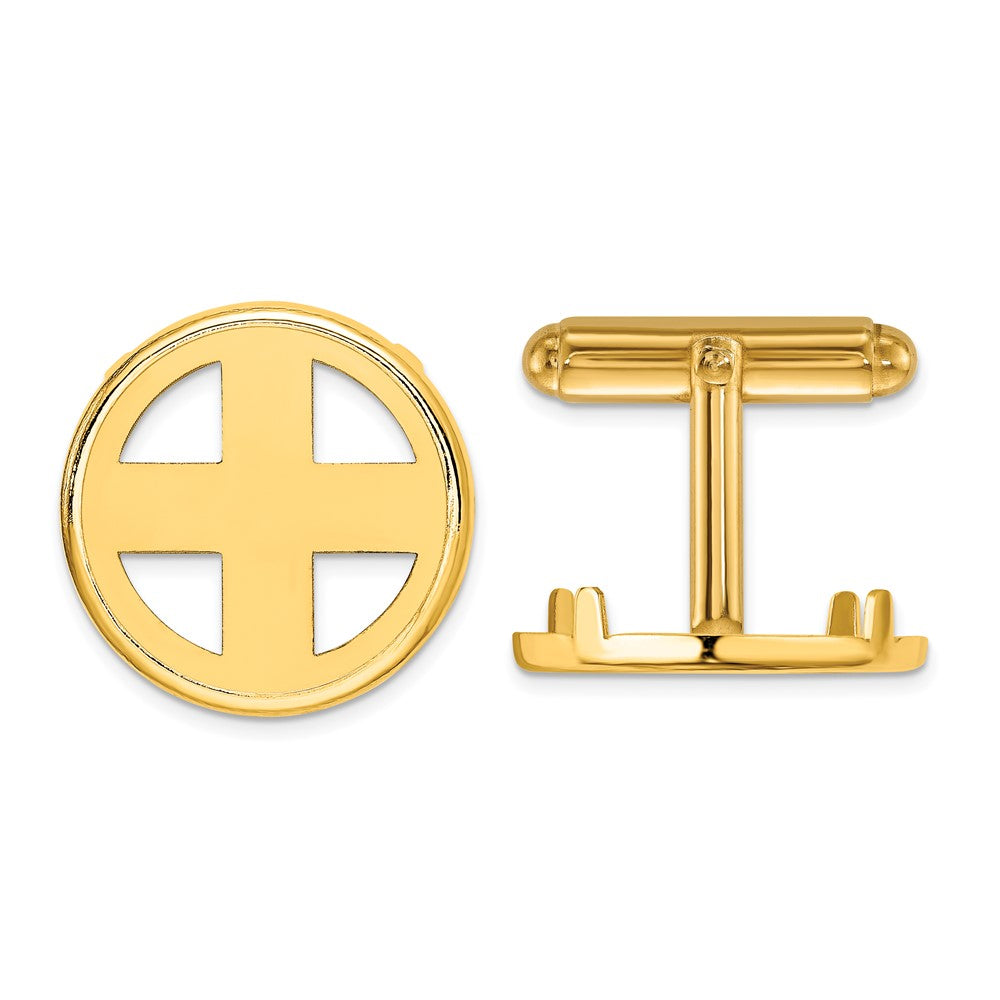14k Men's Polished Classic 17.8mm Coin Bezel Cuff Links