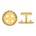 14k Men's Polished Rope 18.0mm Coin Bezel Cuff Links