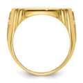 14k Men's Polished & Diamond-cut w/ Cross Sides 16.5mm Coin Bezel Ring