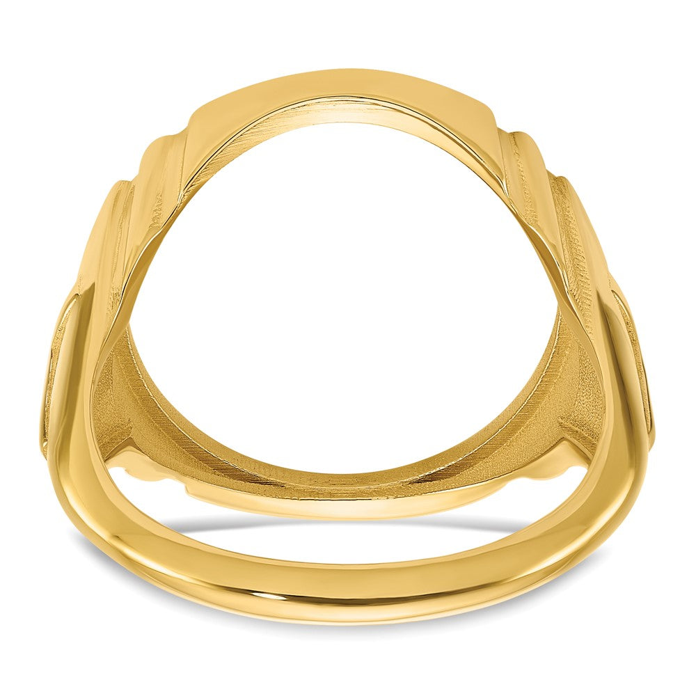 14k Men's Polished with Cross Sides 16.5mm Coin Bezel Ring