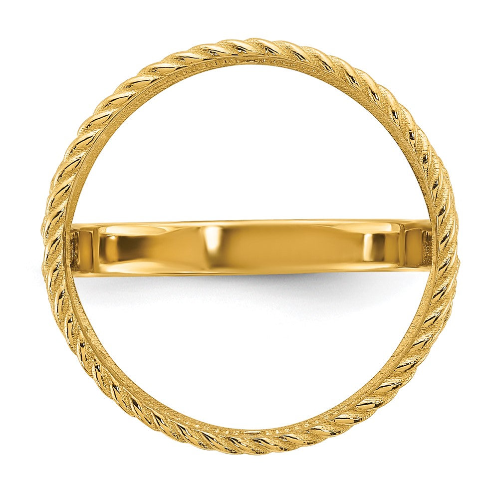 14k Ladies' D/C & Twisted Wire Scroll Design 16.5mm Coin Bezel Ring