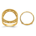 14k Ladies' D/C & Twisted Wire Scroll Design 16.5mm Coin Bezel Ring