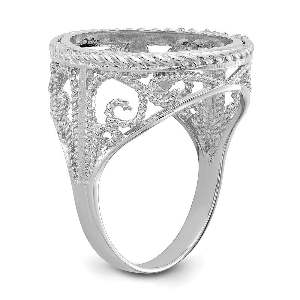 14kw Ladies' D/C & Twisted Wire Scroll 16.5mm Coin Bezel Ring