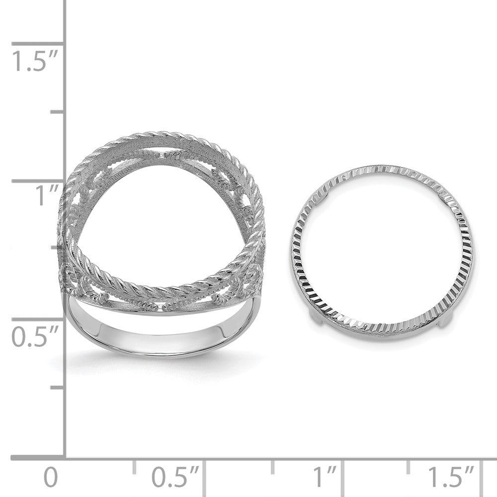 14kw Ladies' D/C & Twisted Wire Scroll 16.5mm Coin Bezel Ring