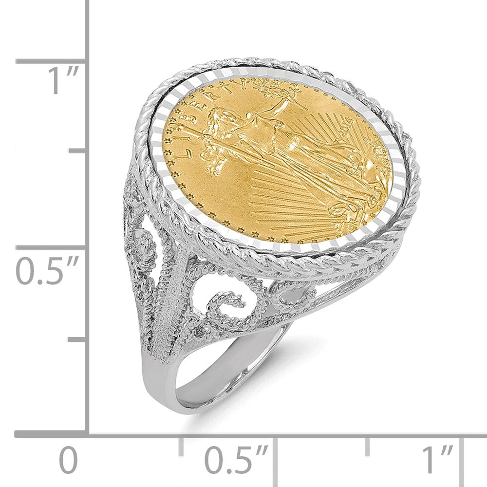 14kw Ladies' D/C Twist Wire Scroll Mnted 1/10oz AM Eagle Coin Bezel Ring