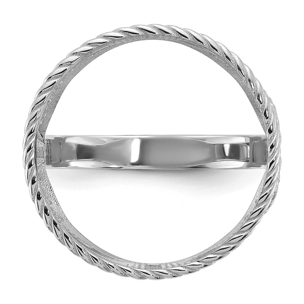 14kw Ladies' Polished & Twisted Wire Scroll Design 16.5mm Coin Bezel Ring