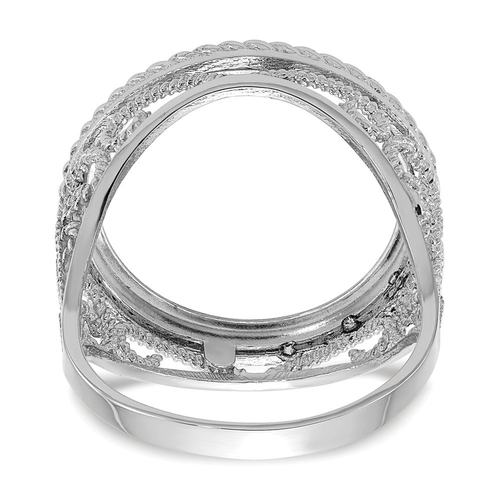 14kw Ladies' Polished & Twisted Wire Scroll Design 16.5mm Coin Bezel Ring