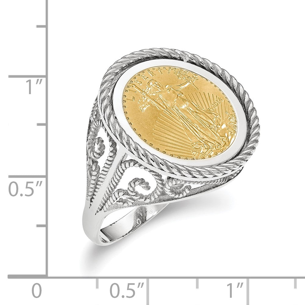 14kw Ladies' Twisted Wire Scroll Mounted 1/10oz AM Eagle Coin Bezel Ring