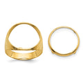14k Men's Polished Ribbed Edge 16.5mm Coin Bezel Ring