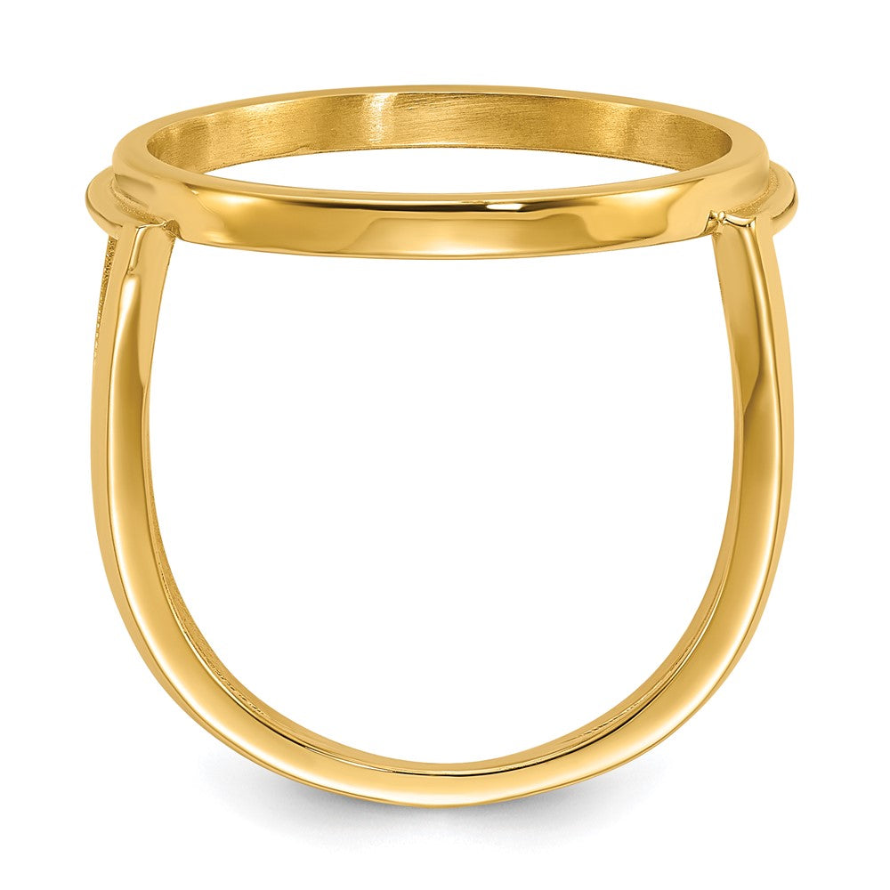 14k Ladies' Polished and Diamond-cut 16.5mm Coin Bezel Ring