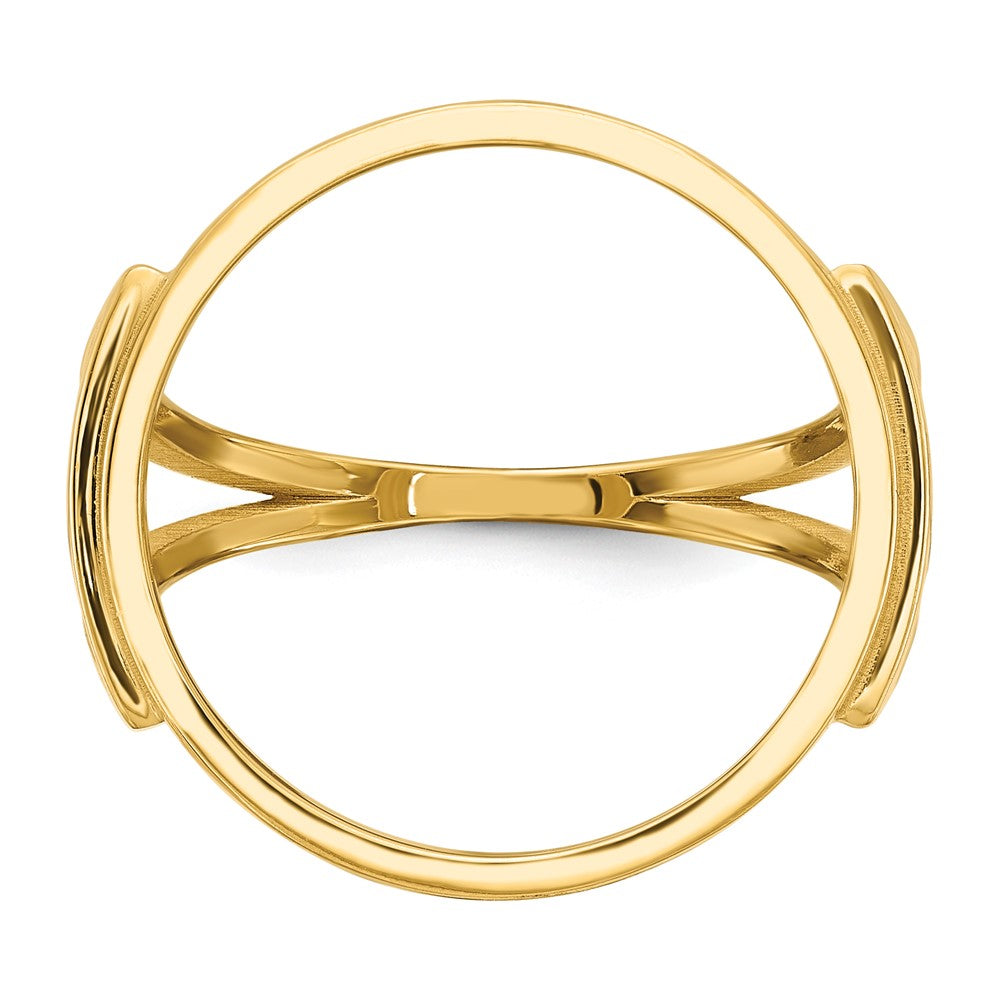 14k Ladies' Polished and Diamond-cut 16.5mm Coin Bezel Ring