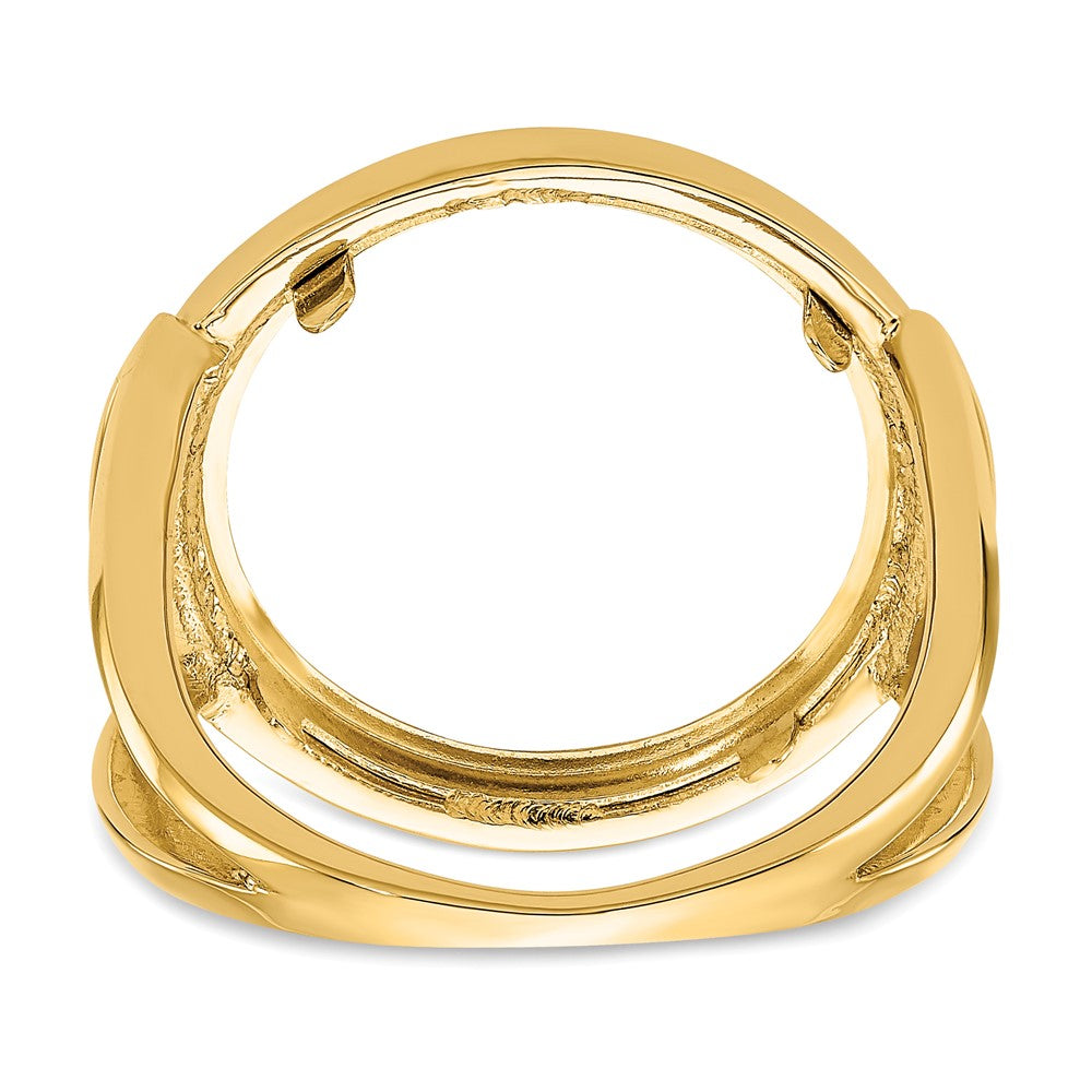 14k Ladies' Polished and Diamond-cut 16.5mm Coin Bezel Ring