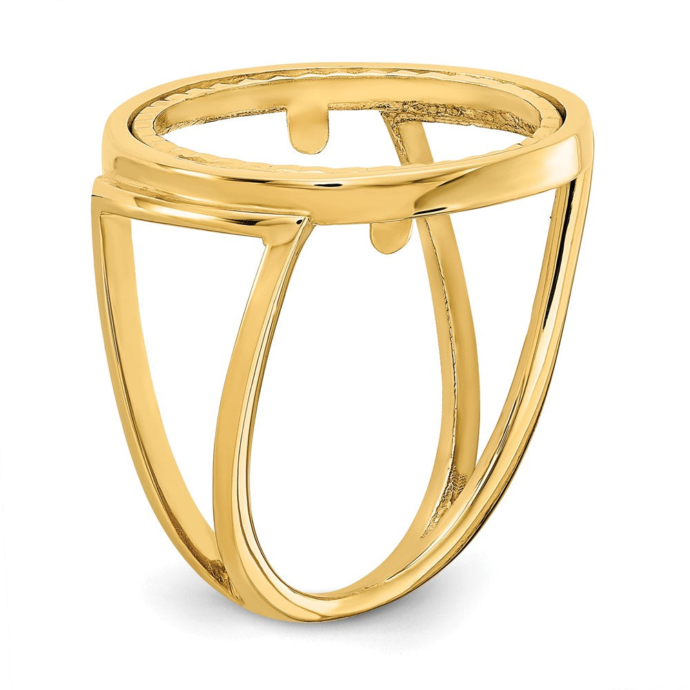 14k Ladies' Polished and Diamond-cut 16.5mm Coin Bezel Ring
