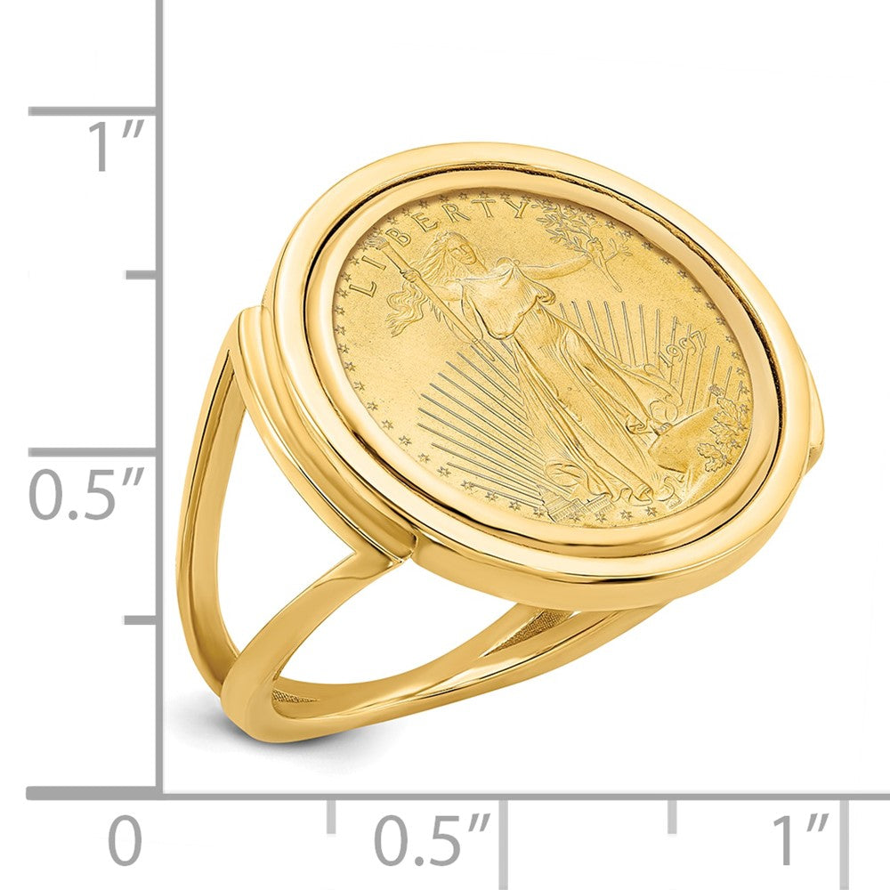 14k Ladies' Polished Mounted 1/10oz American Eagle Coin Bezel Ring