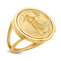 14k Ladies' Polished Mounted 1/10oz American Eagle Coin Bezel Ring