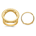 14k Ladies' Polished Textured D/C Rope Edge 16.5mm Coin Bezel Ring