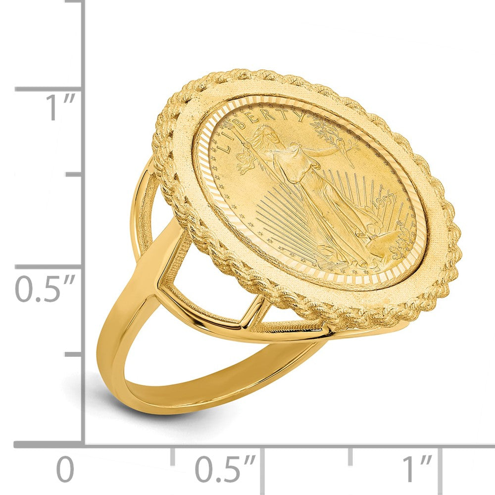14k Ladies' Textured D/C Rope Mounted 1/10oz AM Eagle Coin Bezel Ring