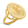 14k Ladies' Textured D/C Rope Mounted 1/10oz AM Eagle Coin Bezel Ring