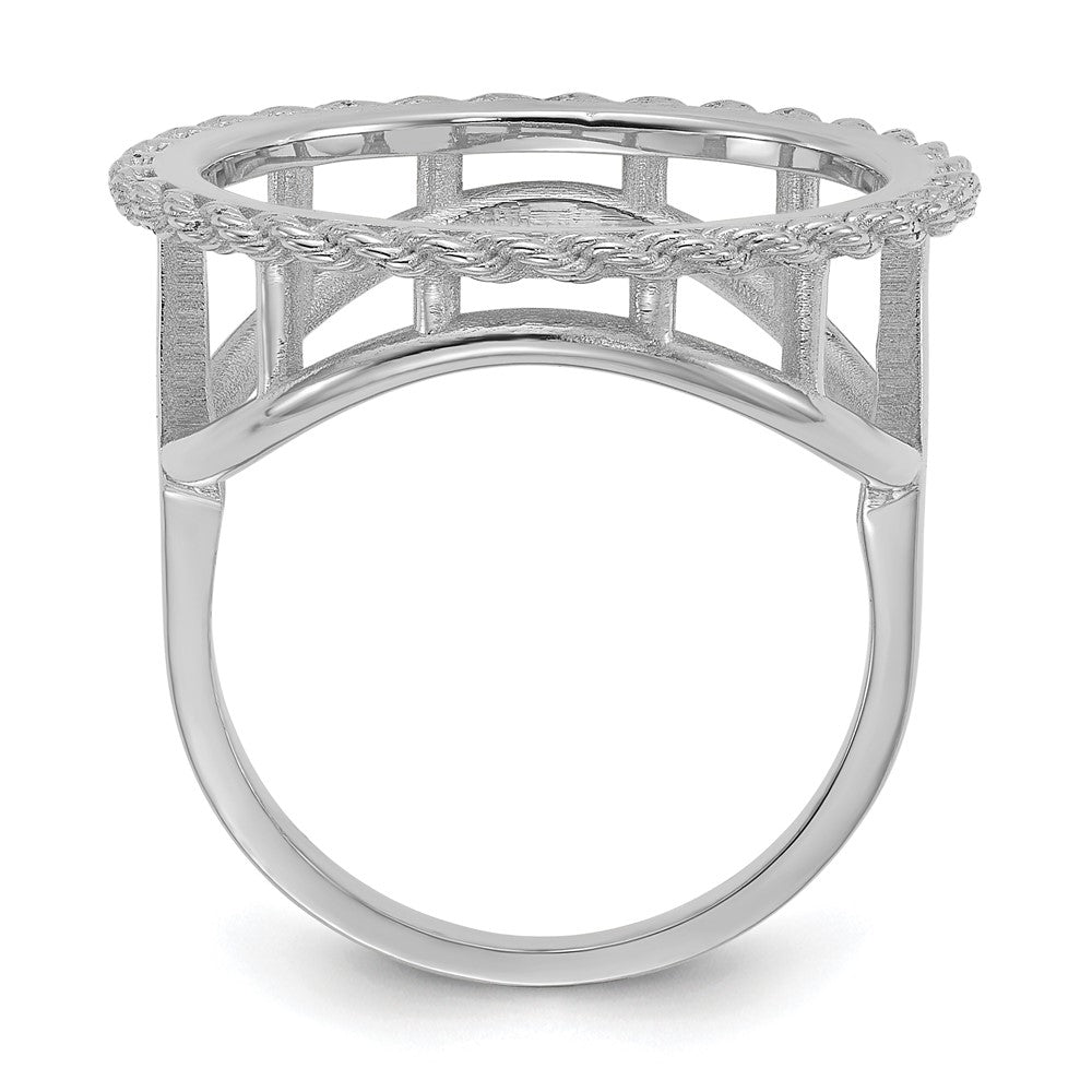 14kw Ladies' Polished Textured D/C Rope Edge 16.5mm Coin Bezel Ring