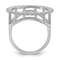 14kw Ladies' Polished Textured D/C Rope Edge 16.5mm Coin Bezel Ring