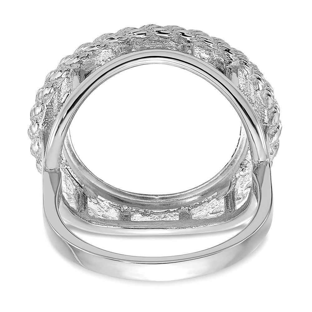 14kw Ladies' Polished Textured D/C Rope Edge 16.5mm Coin Bezel Ring