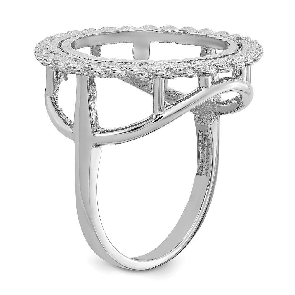 14kw Ladies' Polished Textured D/C Rope Edge 16.5mm Coin Bezel Ring