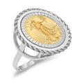 14kw Ladies' Textured D/C Rope Mounted 1/10oz AM Eagle Coin Bezel Ring