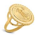 14k Ladies' Polished Rope Mounted 1/10oz AM Eagle Coin Bezel Ring
