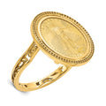 14k Ladies' Polished & Beaded Mounted 1/10oz AM Eagle Coin Bezel Ring