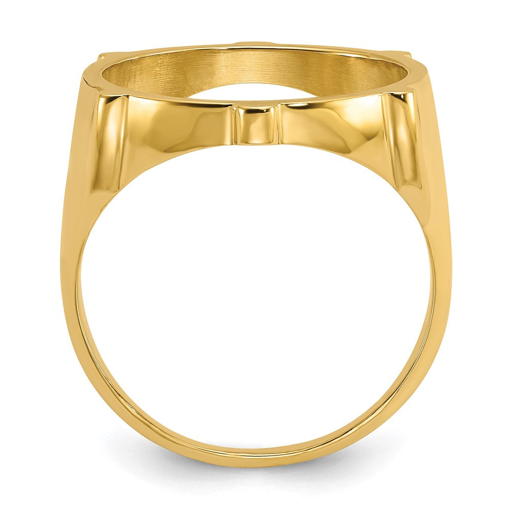 14k Men's Polished & Diamond-cut Fluted 16.5mm Coin Bezel Ring