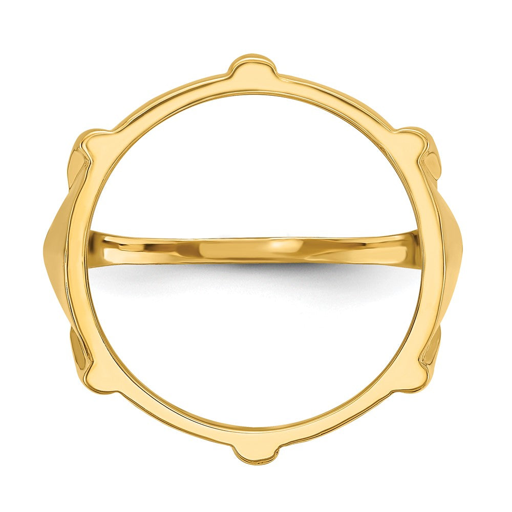 14k Men's Polished & Diamond-cut Fluted 16.5mm Coin Bezel Ring