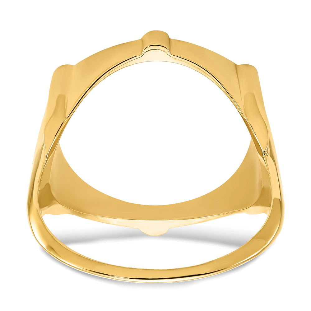 14k Men's Polished & Diamond-cut Fluted 16.5mm Coin Bezel Ring
