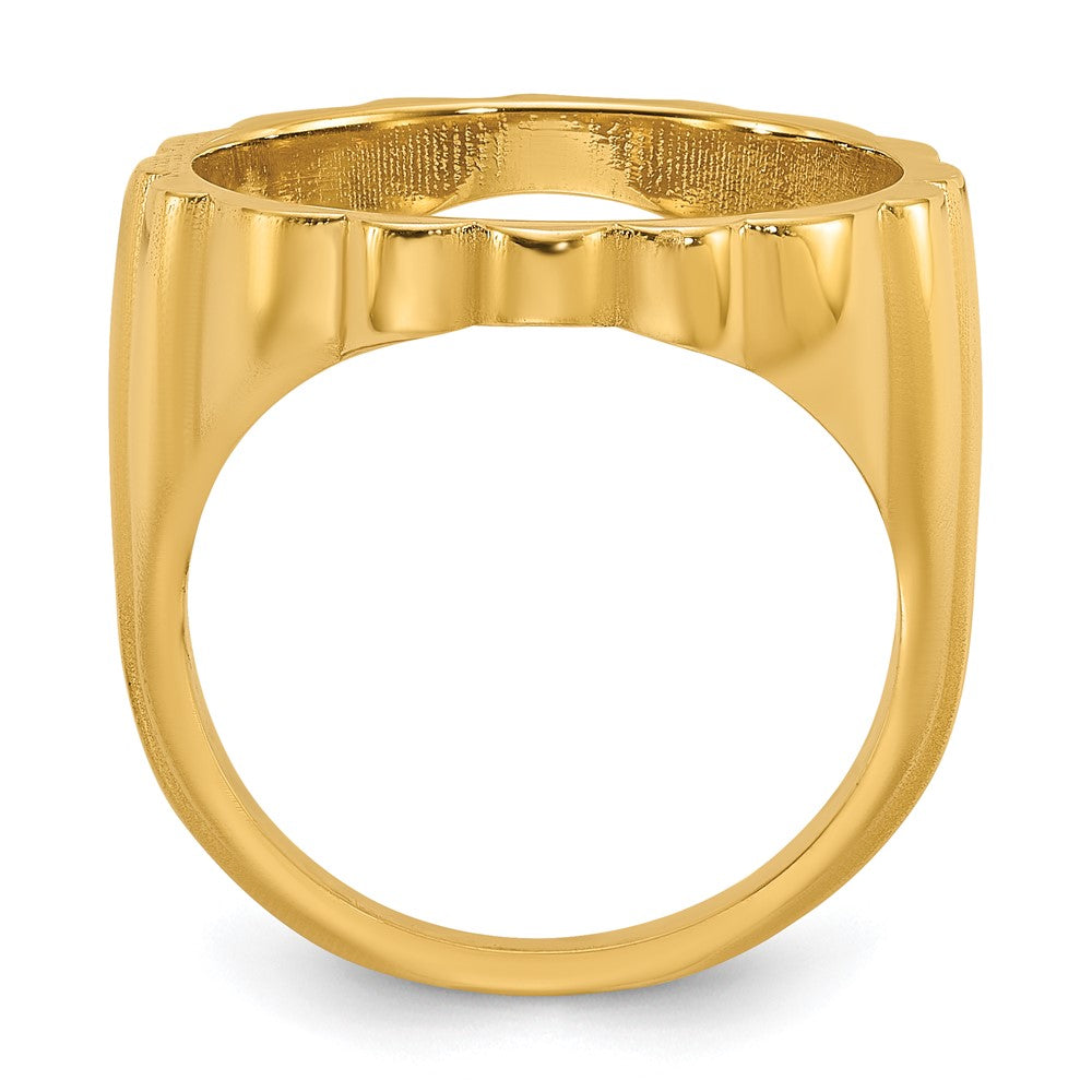 14k Ladies' Polished and Diamond-cut Fluted 16.5mm Coin Bezel Ring