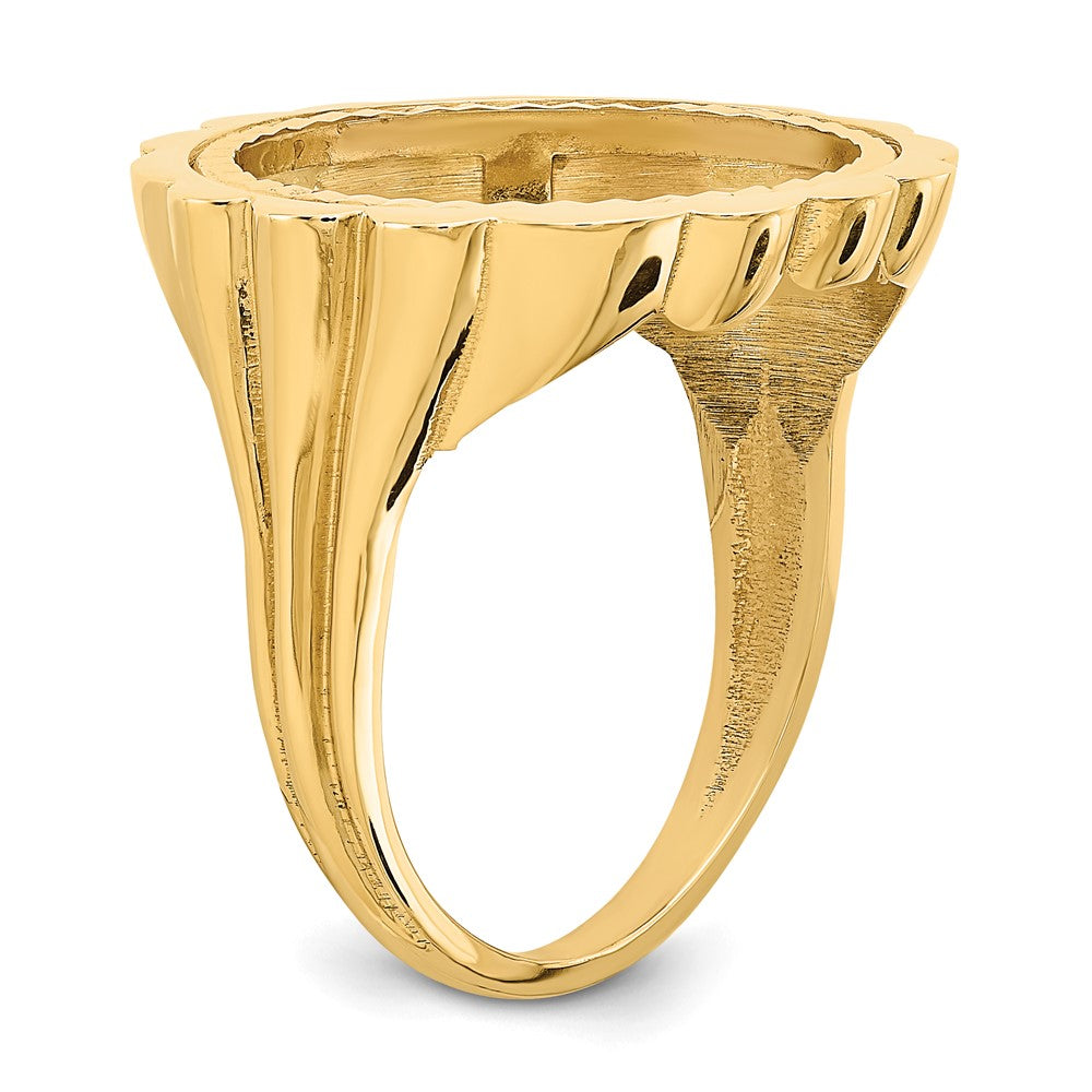 14k Ladies' Polished and Diamond-cut Fluted 16.5mm Coin Bezel Ring