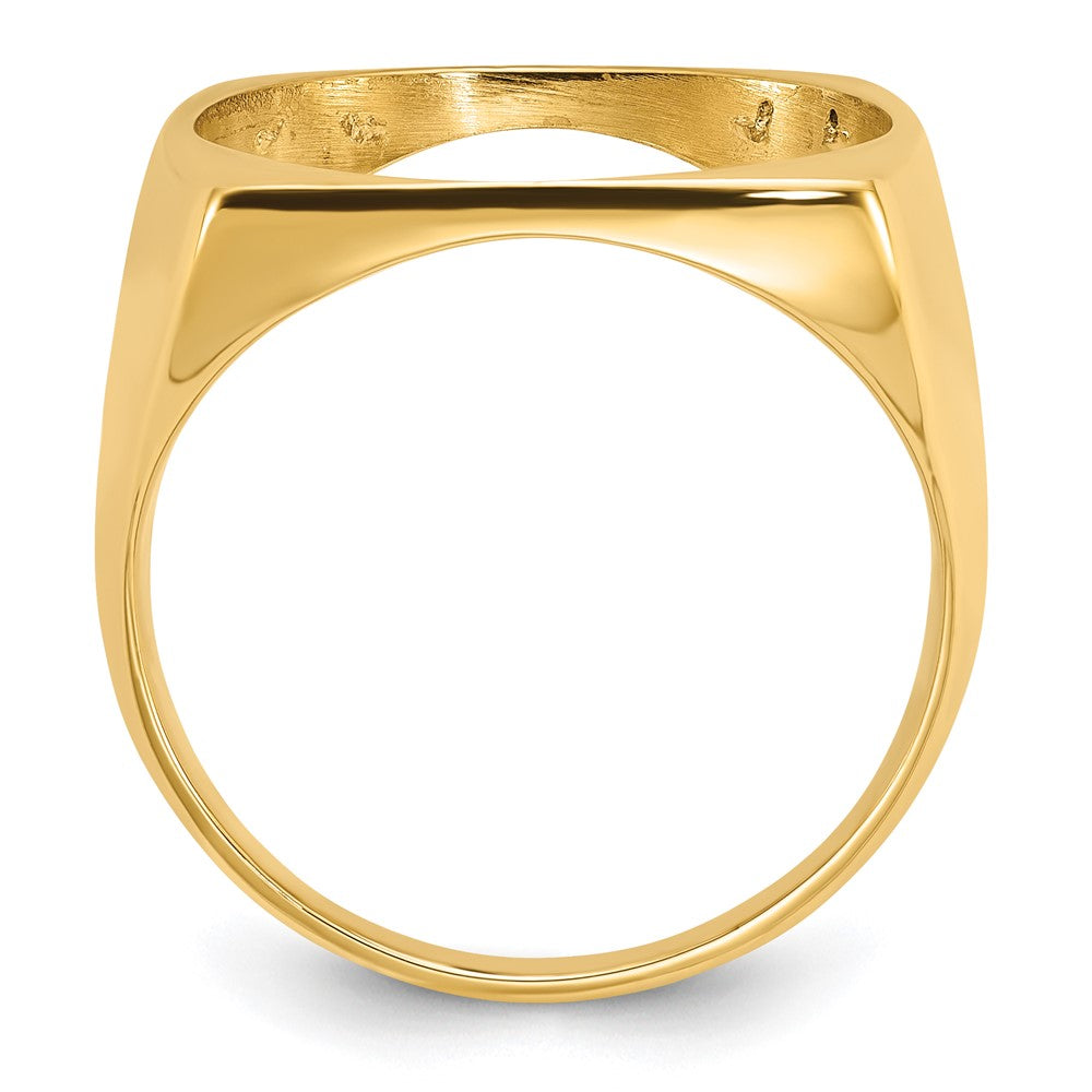 14k Men's Polished & Diamond-cut Square Shaped 16.5mm Coin Bezel Ring