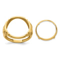 14k Men's Polished & Diamond-cut w/ Horse Sides 16.5mm Coin Bezel Ring