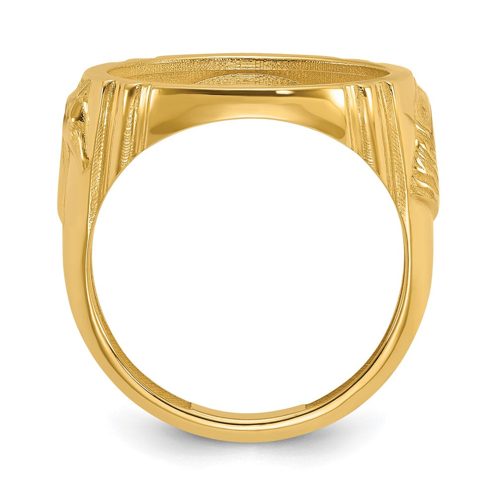 14k Men's Polished with Horse Sides 16.5mm Coin Bezel Ring